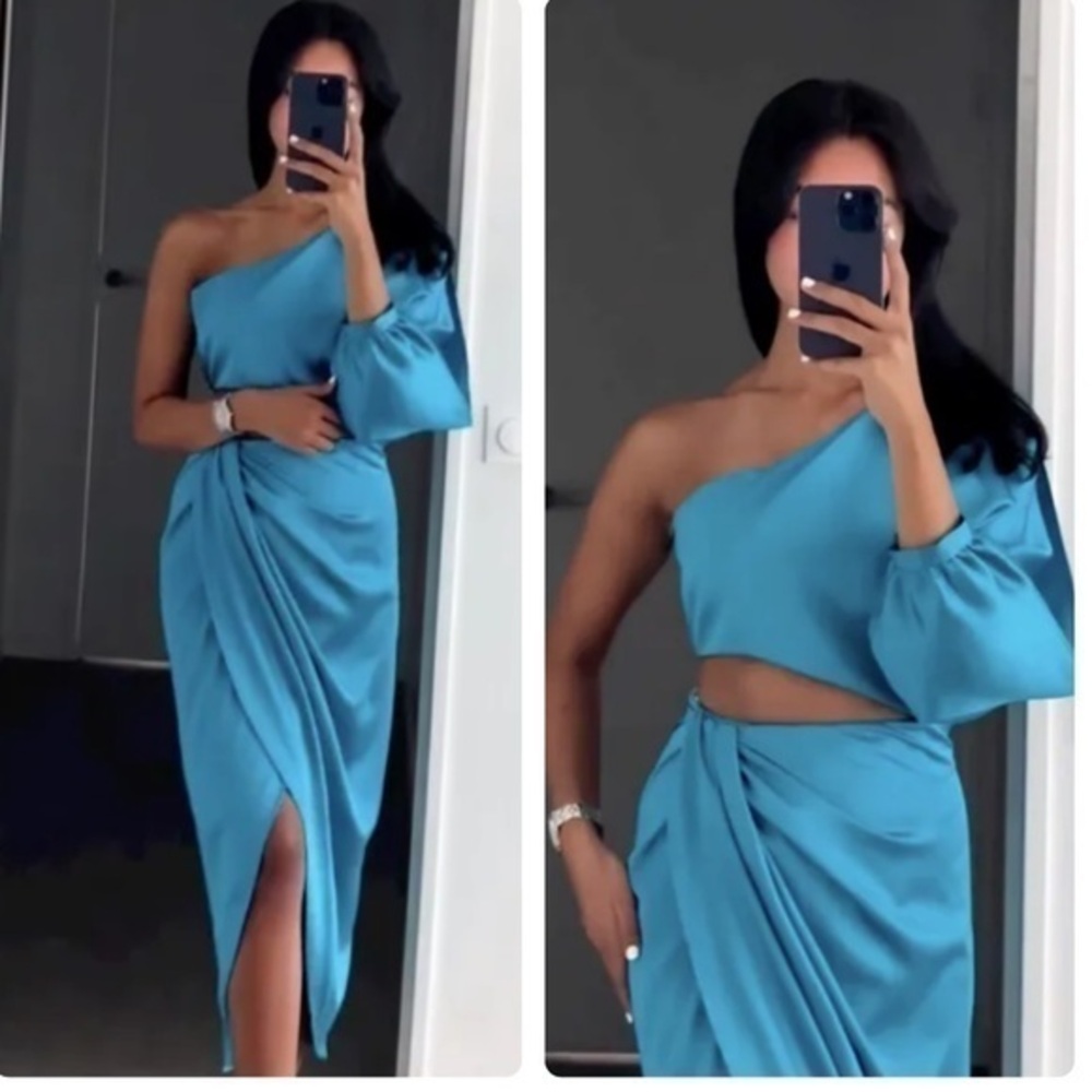 Zara Asymmetrical Blue Dress